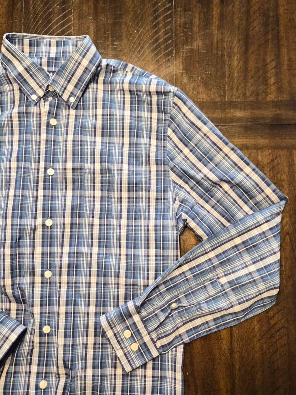 Johnnie O Button Down Shirt Mens Size Medium Blue Plaid Long Sleeve Casual G889